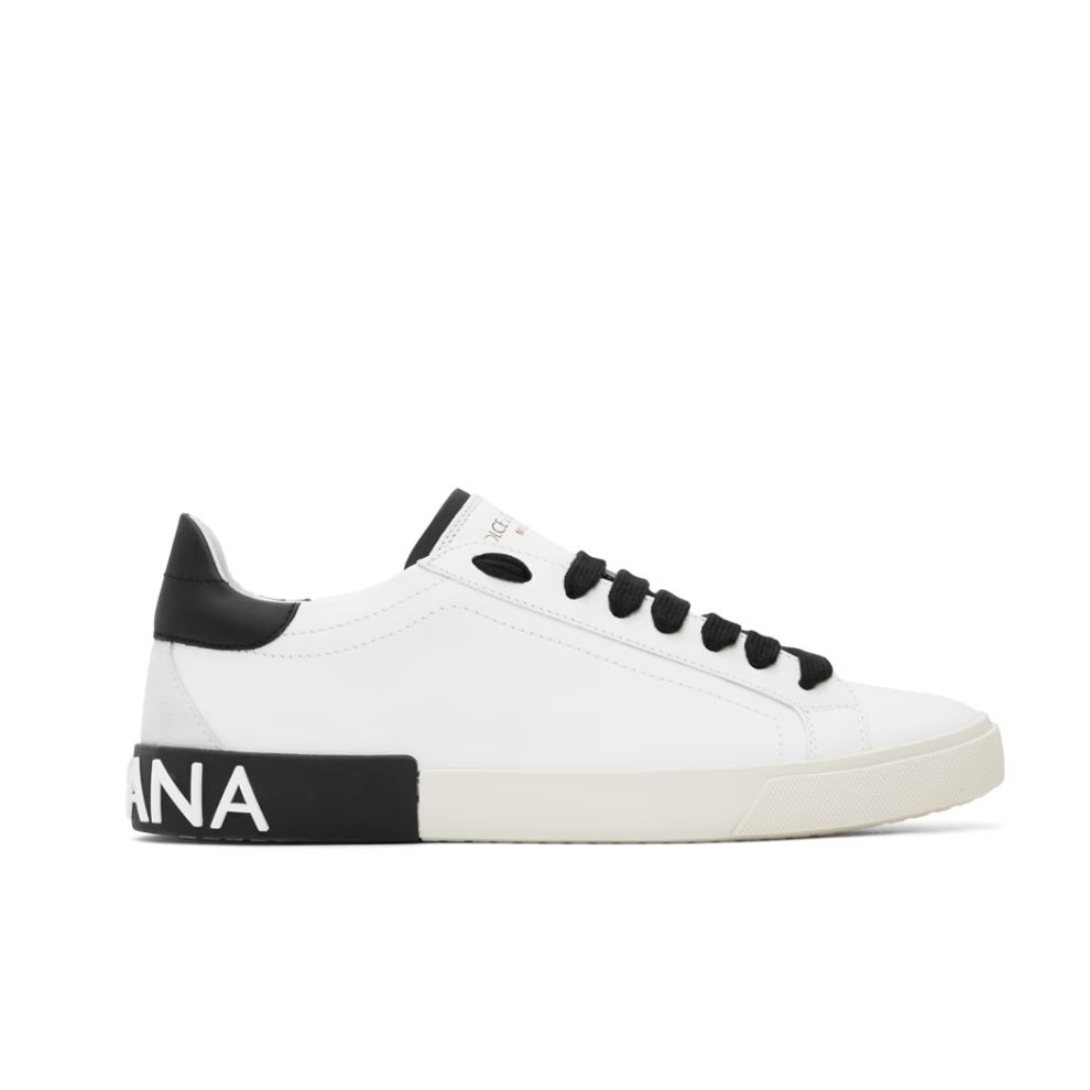 DOLCE GABBANA White Calfskin Portofino Vintage Sneakers