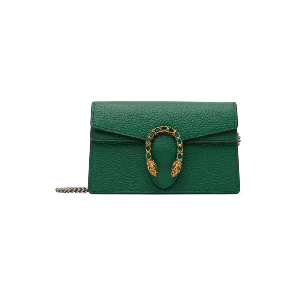 Gucci Dionysus Super Mini Leather Shoulder Bag in Green