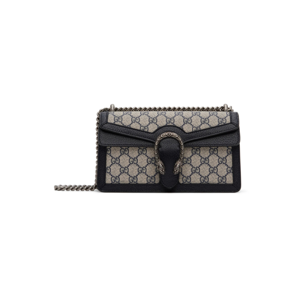 GUCCI Blue Beige Small Dionysus GG Supreme Shoulder Bag