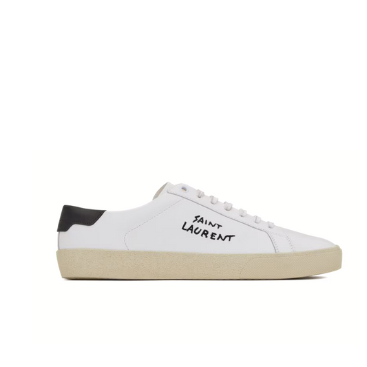 Saint Laurent court classic sl/06 embroidered sneakers in smooth leather