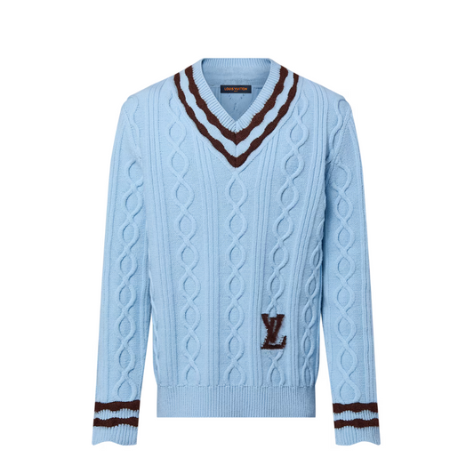 LOUIS VUITTON Cable-Knit Wool And Mohair V-Neck Pullover