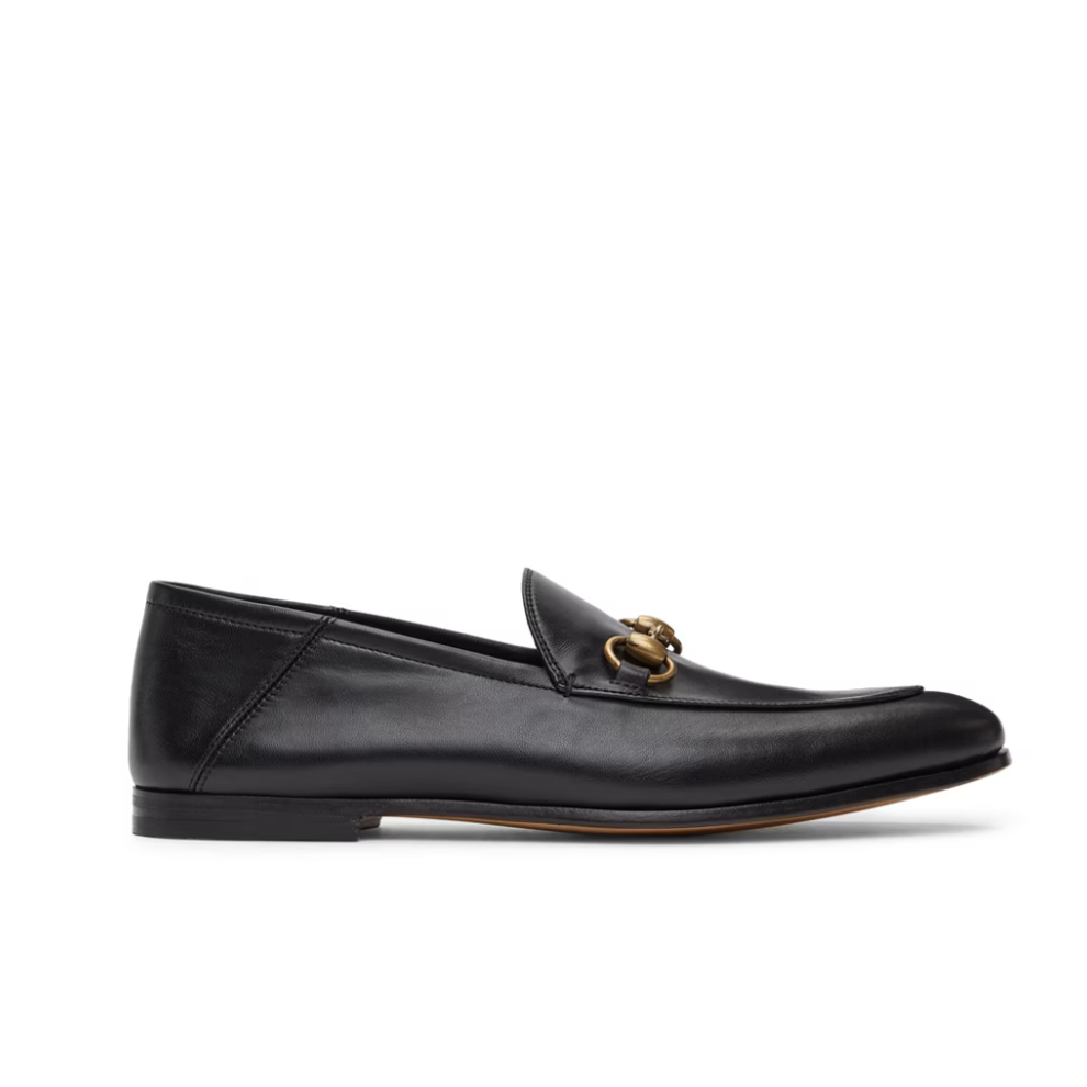 GUCCI Black Leather Horsebit Loafers