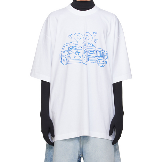VETEMENTS White Scribbled Car T-Shirt