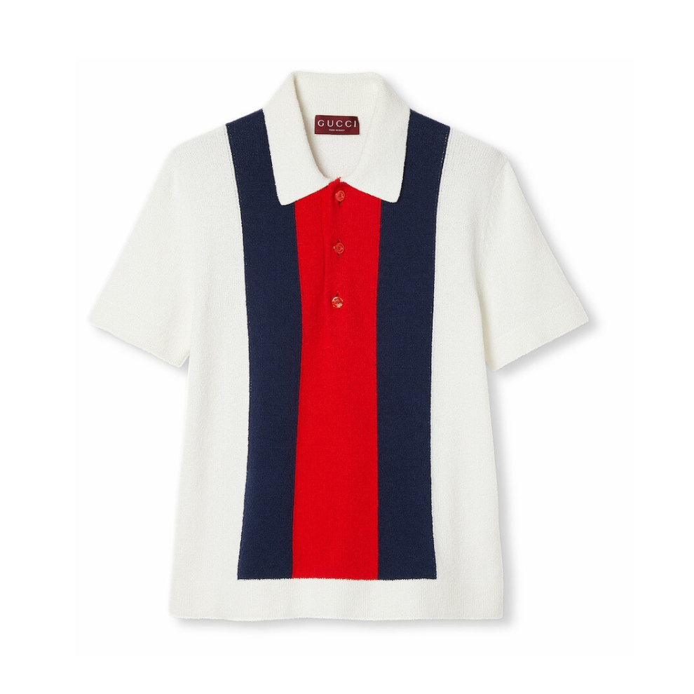 GUCCI Cotton blend terry knit polo shirt