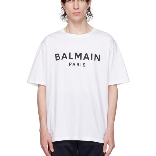 BALMAIN White Printed T-Shirt