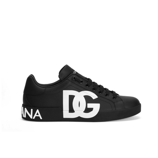 DOLCE & GABBANA Calfskin nappa Portofino sneakers with DG logo print