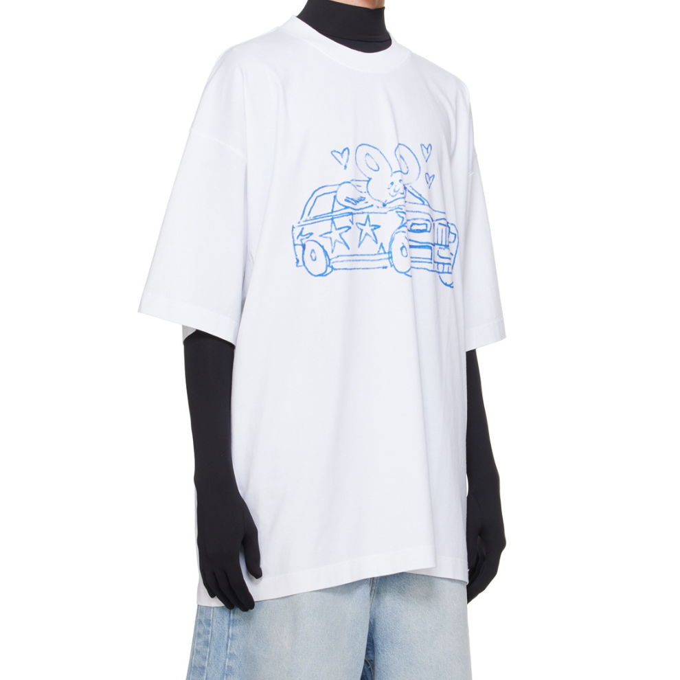 VETEMENTS White Scribbled Car T-Shirt