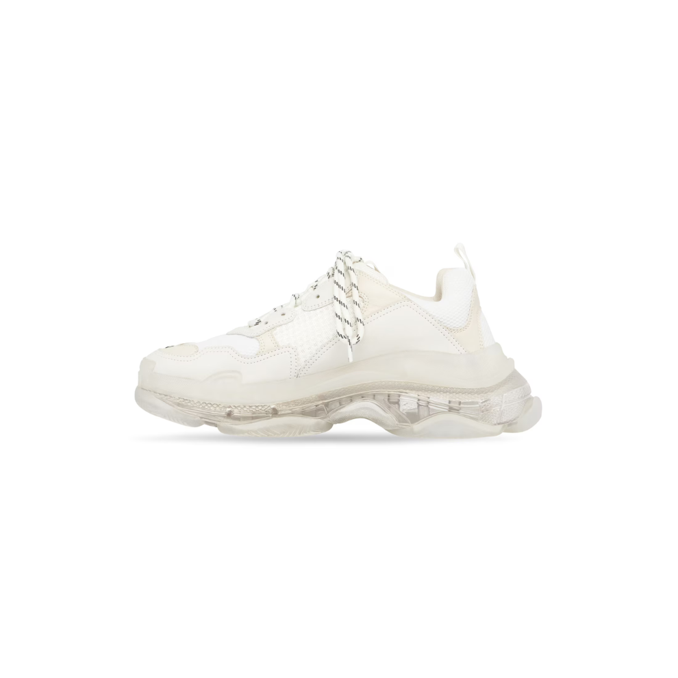 Balenciaga  Men's Triple S Clear Sole Sneaker in White