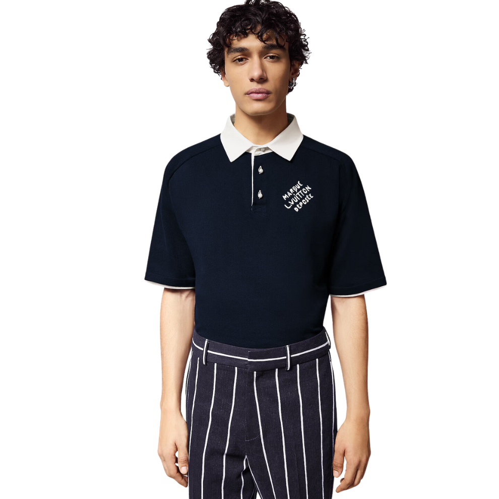 Louis Vuitton  Embroidered Short-Sleeved Cotton Blend Polo Shirt