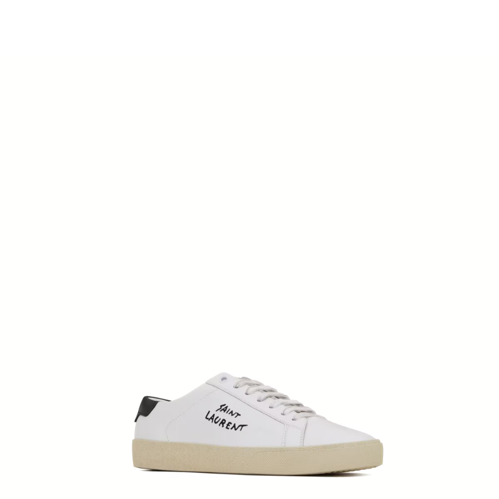 Saint Laurent court classic sl/06 embroidered sneakers in smooth leather