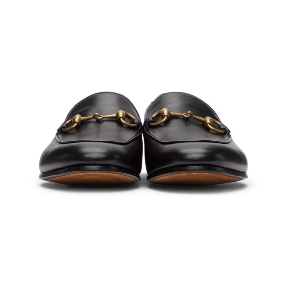 GUCCI Black Leather Horsebit Loafers