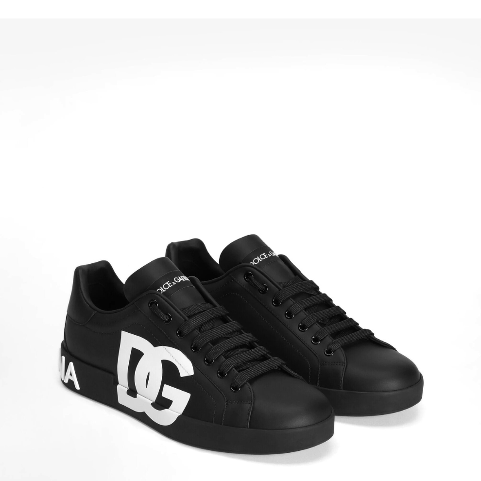 DOLCE & GABBANA Calfskin nappa Portofino sneakers with DG logo print