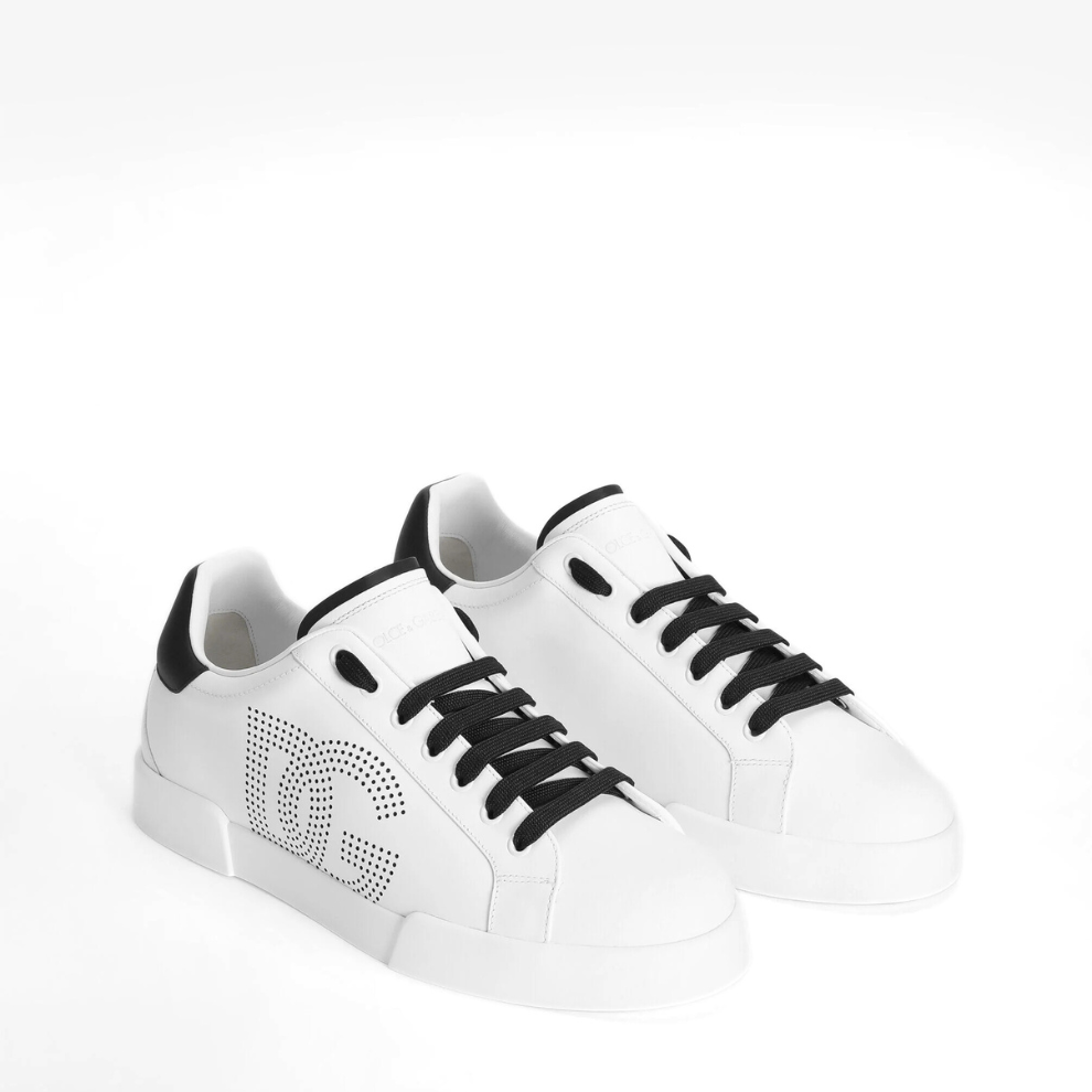 DOLCE & GABBANA Calfskin nappa Portofino sneakers with DG logo print