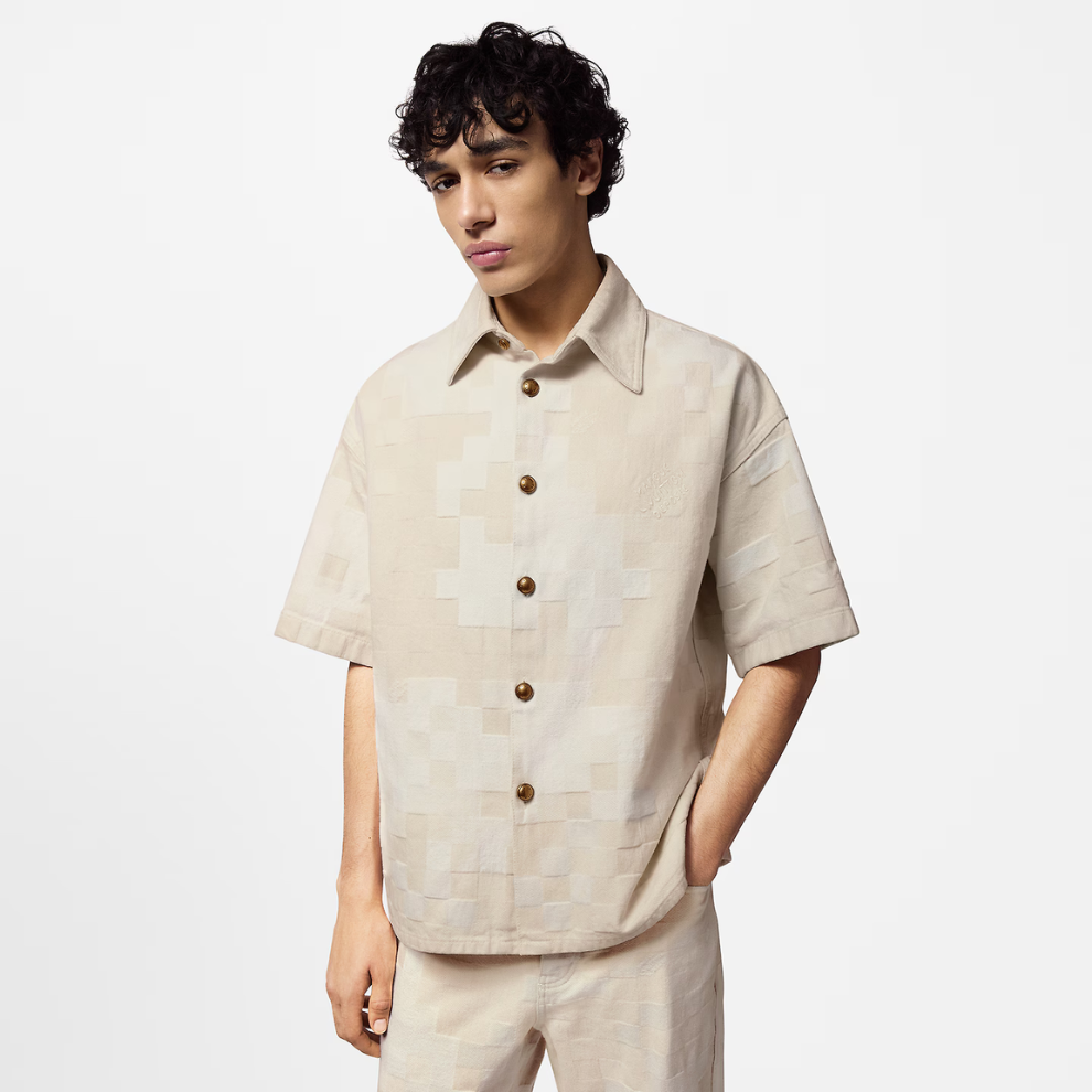 LOUIS VUITTON Damier Short-Sleeved Denim Shirt