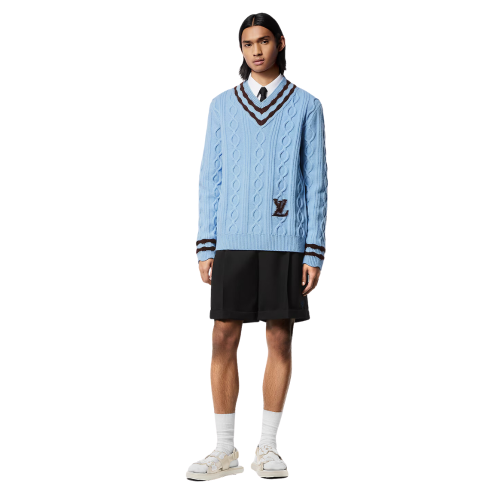 LOUIS VUITTON Cable-Knit Wool And Mohair V-Neck Pullover