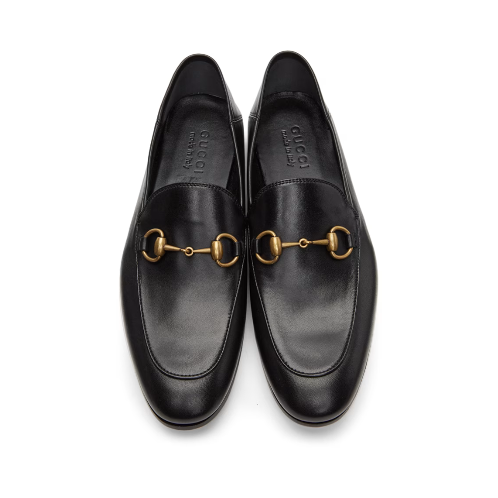 GUCCI Black Leather Horsebit Loafers