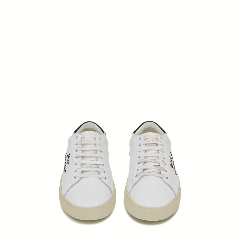 Saint Laurent court classic sl/06 embroidered sneakers in smooth leather