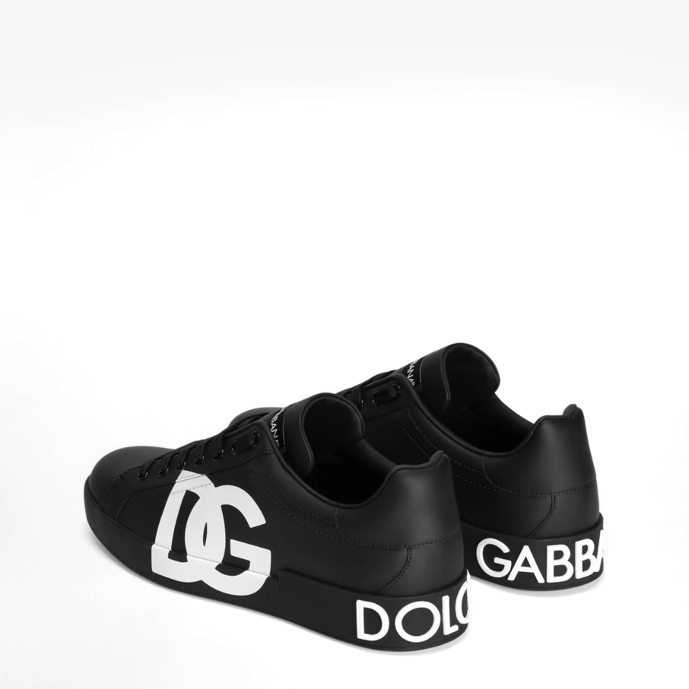 DOLCE & GABBANA Calfskin nappa Portofino sneakers with DG logo print