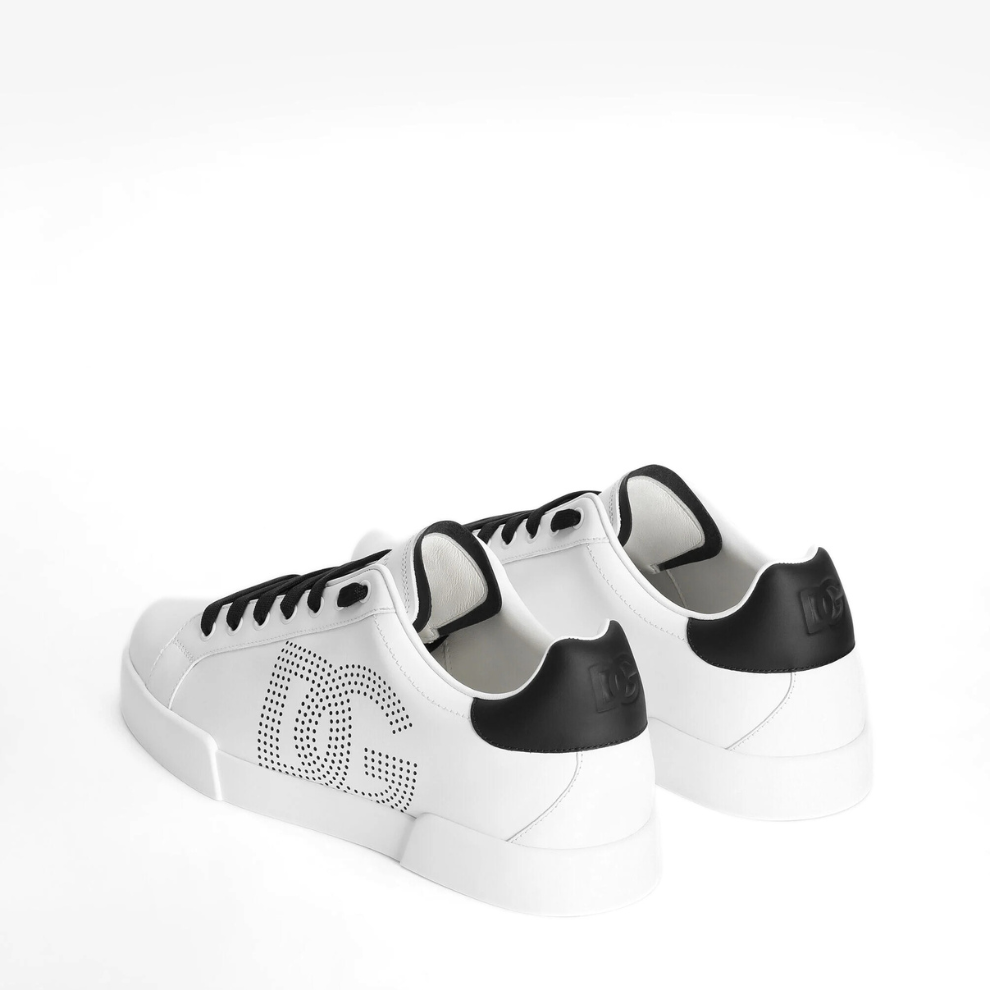 DOLCE & GABBANA Calfskin nappa Portofino sneakers with DG logo print