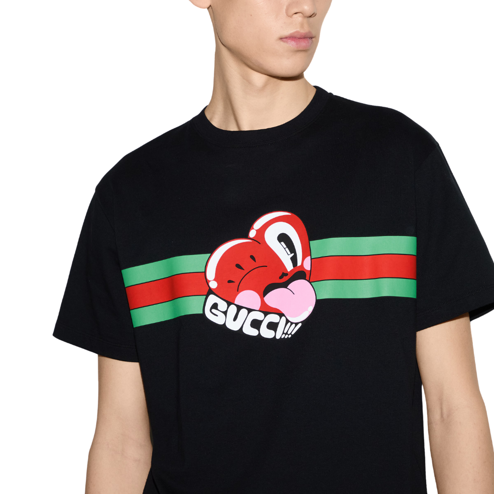 GUCCI COTTON JERSEY T-SHIRT WITH GUCCI PRINT