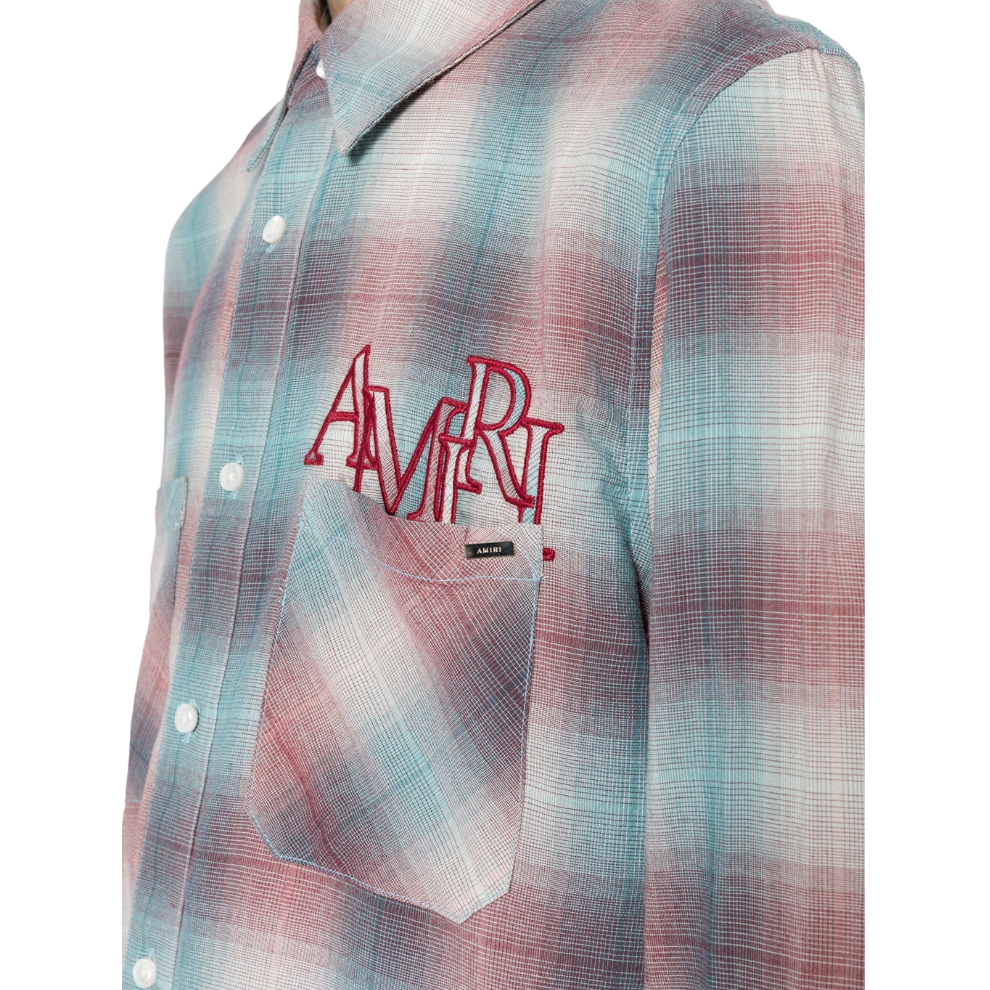 AMIRI Staggered-logo check-pattern shirt