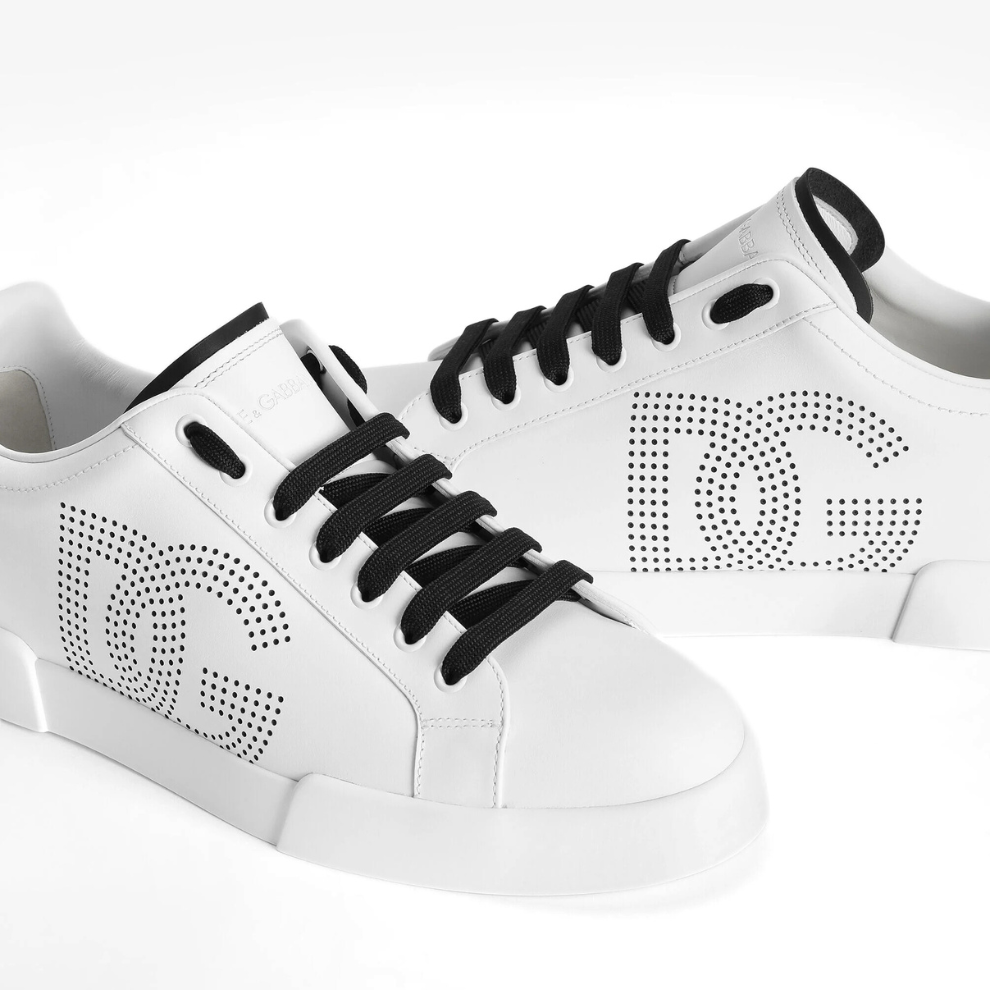 DOLCE & GABBANA Calfskin nappa Portofino sneakers with DG logo print