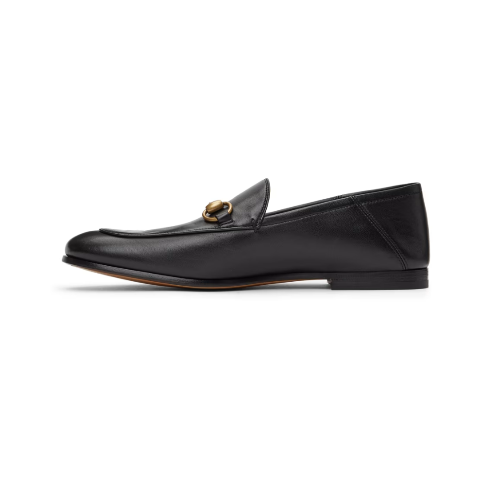 GUCCI Black Leather Horsebit Loafers