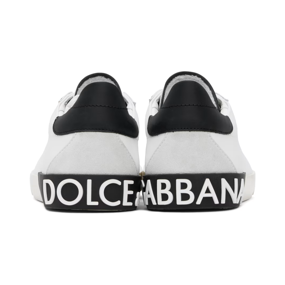 DOLCE & GABBANA White Calfskin Portofino Vintage Sneakers