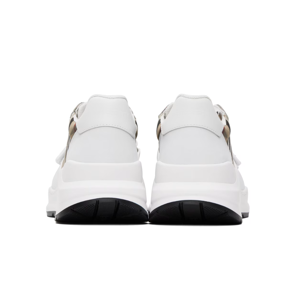 BURBERRY Tan & White Check Sneakers