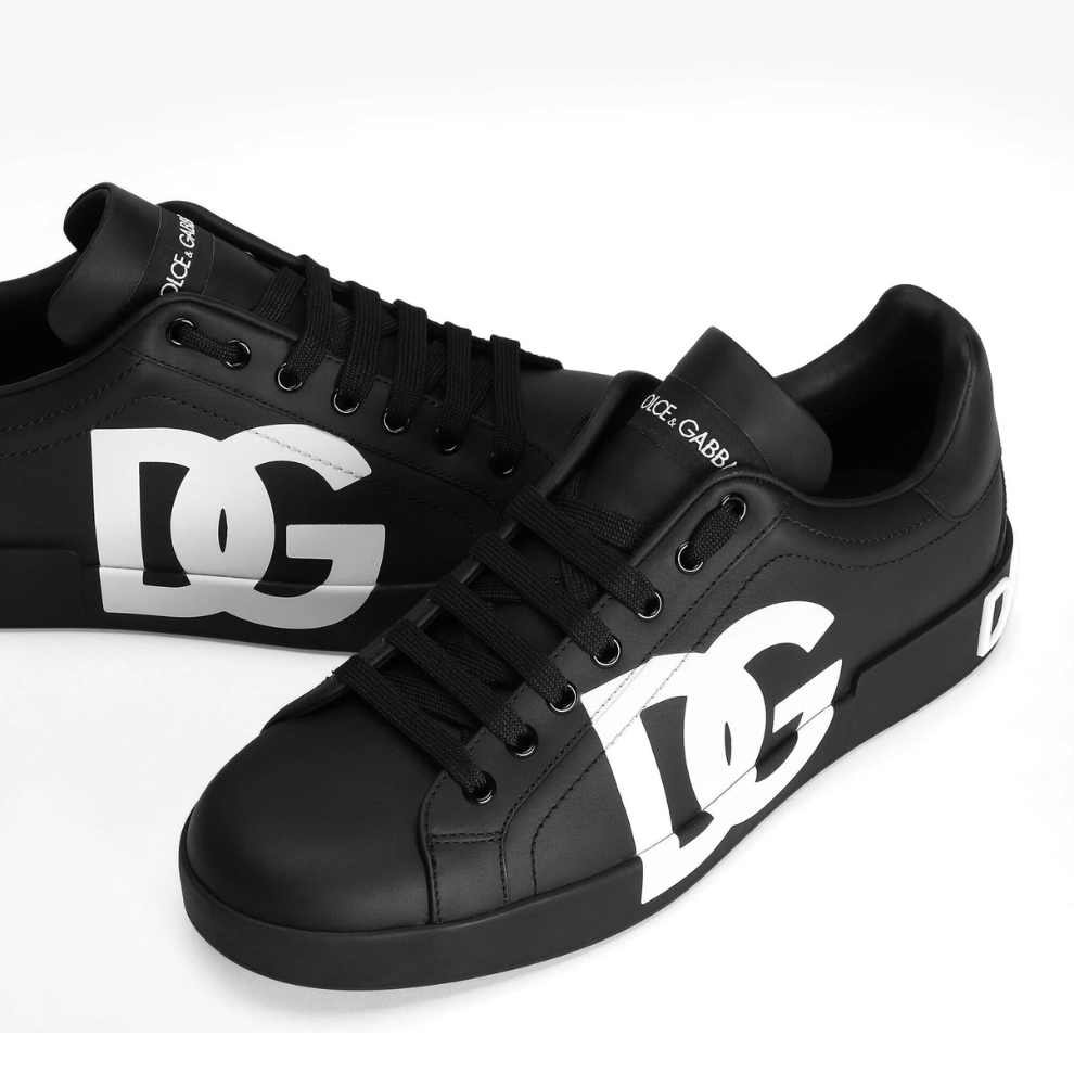 DOLCE & GABBANA Calfskin nappa Portofino sneakers with DG logo print