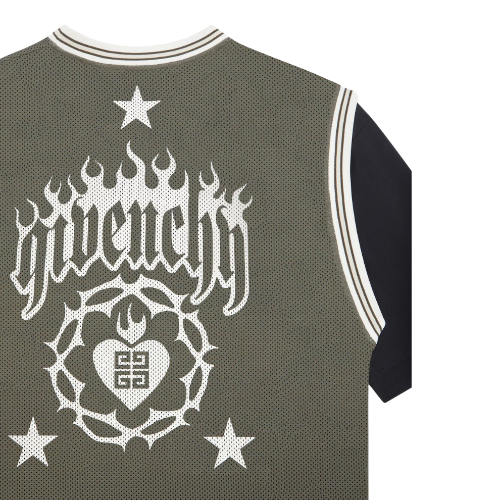 GIVENCHY overlapped t-shirt in mesh and jersey