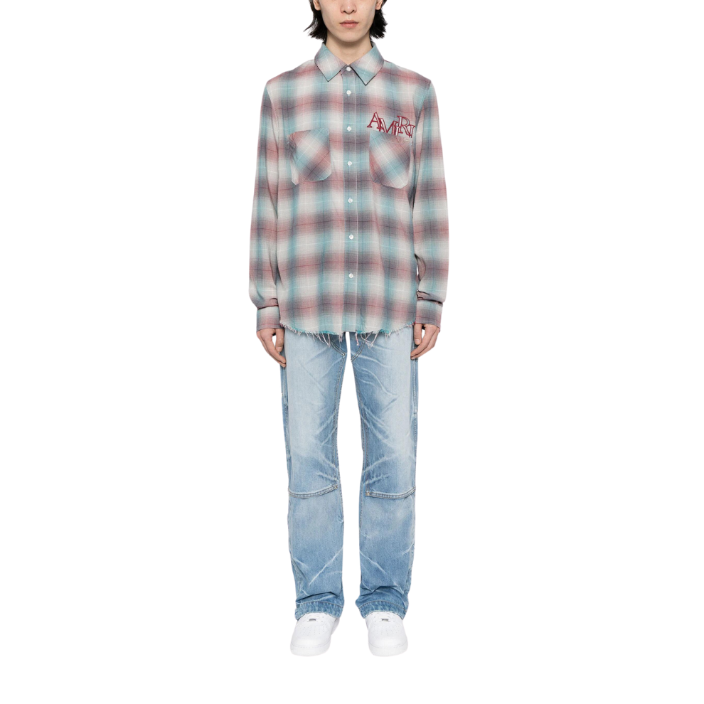 AMIRI Staggered-logo check-pattern shirt